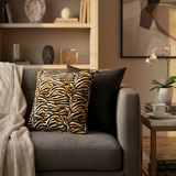Tiger Line leather cushion, handcrafted home decor India - The Mage Home