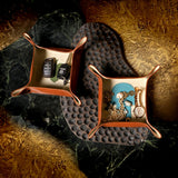 Pinch In Trays set of 2 leather pinched design organiser trays India - The Mage Home