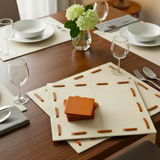 Eyelet Table Mat combo set of 6 leather eyelet design placemats India - The Mage Home