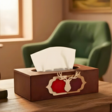 Heritage Tissue Box handcrafted leather heritage tissue holder India - The Mage Home