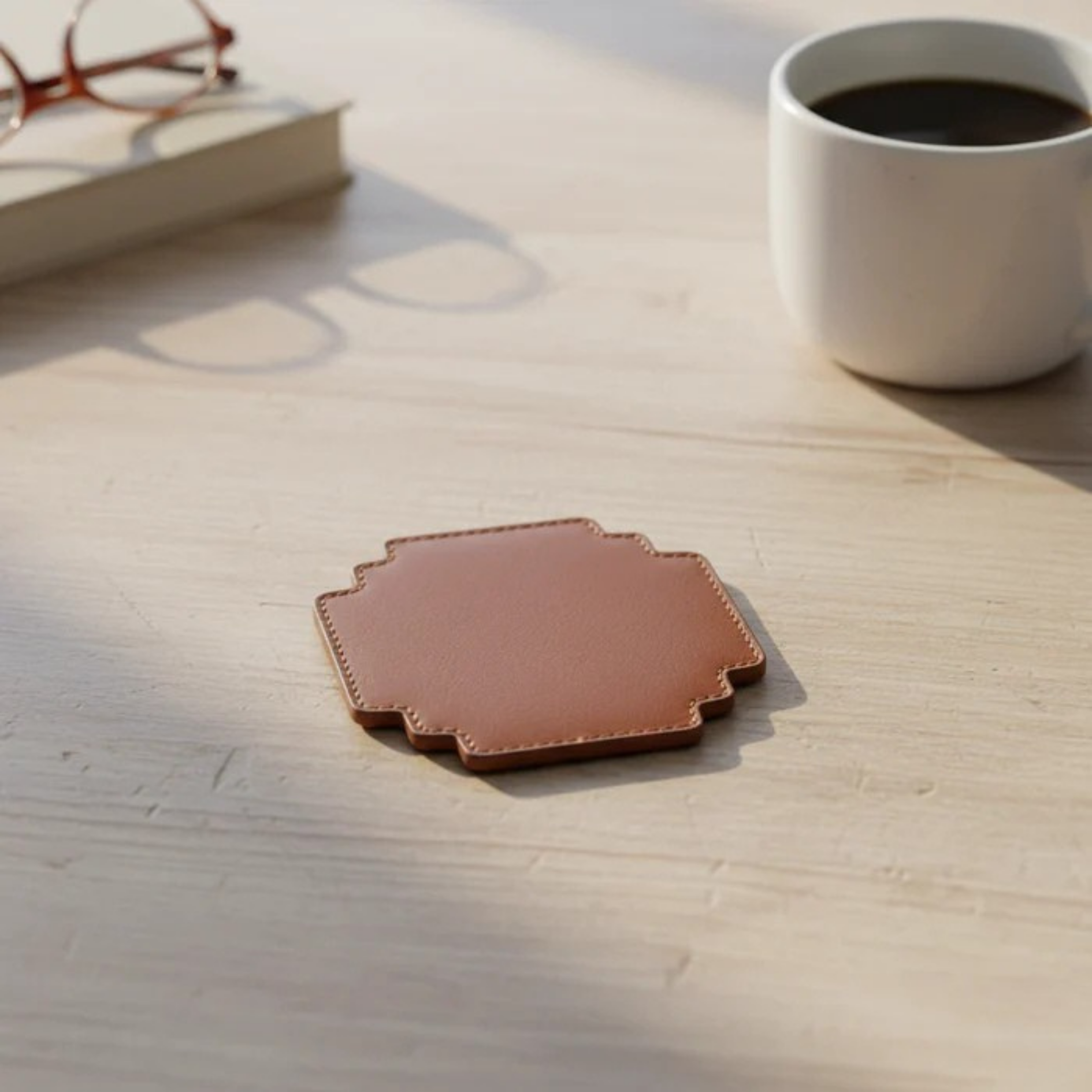 Level Up Geometric Leather Coasters Set of 4 | The Mage Home