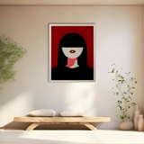 Modern Icon Wall Frame black red leather woman portrait - The Mage Home