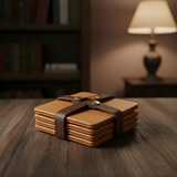Simple Squared Coasters set of 4 minimal leather square coasters India - The Mage Home