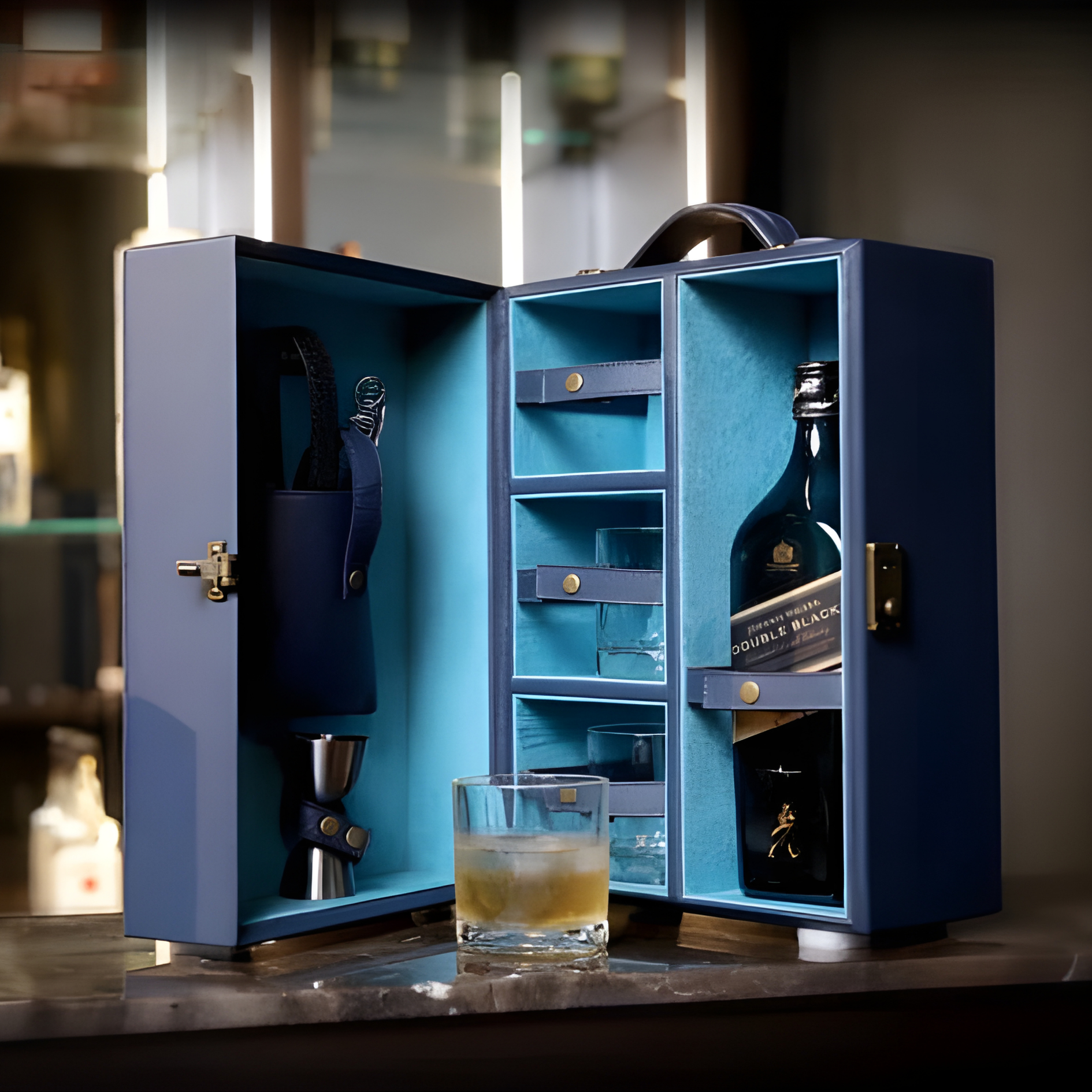 The Booze Cruiser Mini Bar | Portable Leather Bar Set