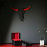 Handcrafted leather bull head hanging wall art India - The Mage Home