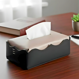 The Dual Base Tissue Box two tone green white leather tissue holder India - The Mage Home