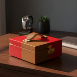 Jharokha Watch Box Rajasthani heritage leather suede lined India - The Mage Home