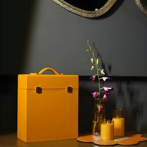 Yellow Mini Bar vibrant yellow leather mini bar set India - The Mage Home