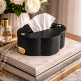 The Coal Tissue Box dark charcoal leather tissue box India - The Mage Home