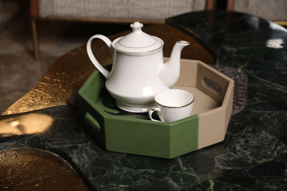 Green & Beige Hexa Tray - Image 2